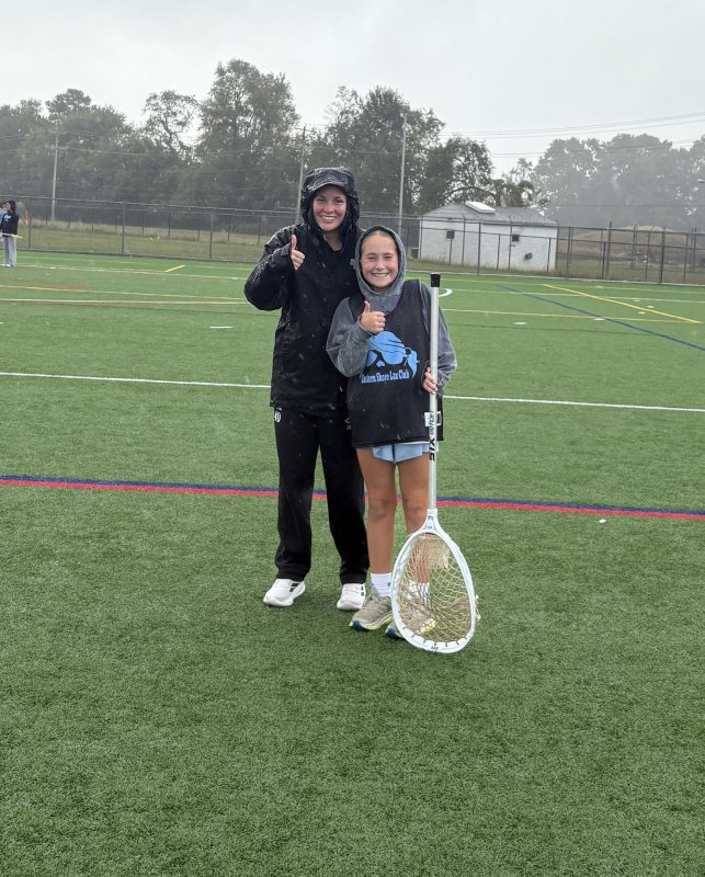 Steph Marszal, left, and Macy Fiest smile in spite of the gloomy weather.